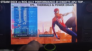 2025 Steam Deck vs Rog Ally Performance @15Watts TDP | BTRFS SDCARD | FPS , Battery Drain \u0026 Thermals