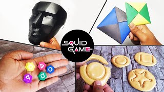 DIY 4 AMAZING SQUIDGAME TOYS | paper toys | paper ddakji, GongGi, Leader Mask - Cookie, Sugar hive