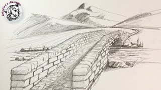 Como Dibujar Un Puente en Perspectiva de 1 Punto de Fuga Con Lapiz Paso a Paso
