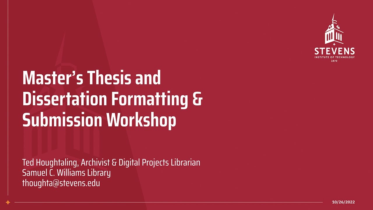 Master S Thesis And Dissertation Formatting Submission Workshop Youtube