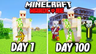 I Survived 100 Days as a IRON GOLEM in Hardcore Minecraft... Minecraft Hardcore 100 Days