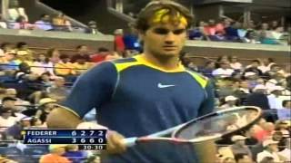 Roger Federer Moments -- Backwards and Away DTL Forehand