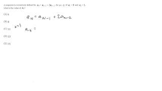#11 - Recursive Sequences, SAT Math Level 2