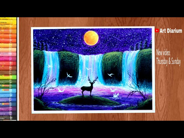 How To Draw Moonlight Scenery