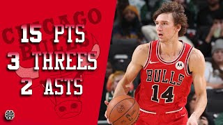 Matas Buzelis 15 pts 3 threes 2 asts vs Bucks 2024 Preseason