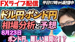 【FX相場分析と予想】FXライブ配信！ポンド円、やり辛そうな展開に！？ドル円とポンド円絶好の反発ポイントを見極めろ（8月23日）エントリーポイントをテクニカル分析で相場展開を予想