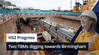 Huge HS2 tunnelling machines digging towards Birmingham