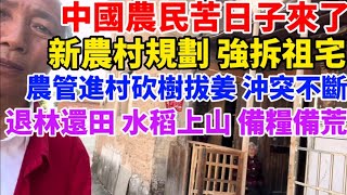 中国农民的苦日子来了！农管暴力执法，有如鬼子进村！强行要求退林还耕还田，水稻种到山上，备粮备荒！收入微薄，受尽折磨，打工回来，房子被拆！