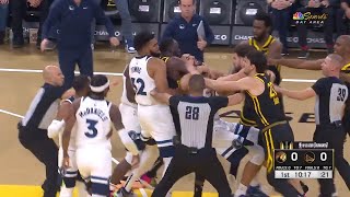 Klay Thompson\u0026Draymond Green vs Jaden McDaniels\u0026Rudy Gobert FULL FIGHT (EJECTIONS)