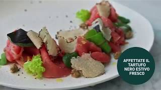 Carpaccio con crema di porcini e tartufo