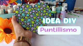 [PASO A PASO] Còmo pintar un Cuadro corazón de MDF/TÉCNICA DE PUNTILLISMO/ACRÍLICOS AL FRÍO/DIY🟢🟣🔵