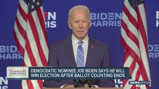 Biden says he will win election after ballot counting ends