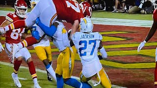 Derwin James Auditions for WWE!! Spine Buster Body Slams Travis Kelce. Chargers @ Chiefs
