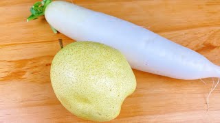 White radish pear, cures repeated coughs, relieves cough and reduces phlegm