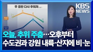 [날씨] 오늘(13일), 추위 주춤…오후부터 수도권과 강원 내륙·산지에 비·눈 / KBS  2025.01.13.