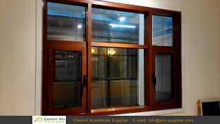 Aluminium Powder Coated Wood Grain Casement Window With Screen