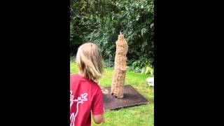 collapse of gigantic wooden tower