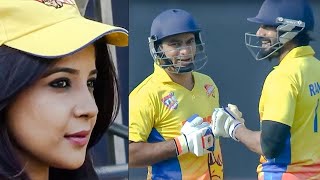 Chennai Rhinos Needs 79 Runs Off 53 Balls To Take Over Bengal Tigers In Celebrity Cricket