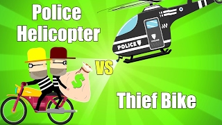 Police Chase - Police Car, Helicopter, Bike - Police Cars Cartoon for Kids