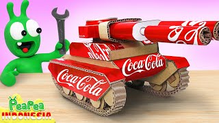 Mainan Tangki Fantastis DIY Dengan Kaleng Soda 🔧 Pea Pea Bahasa Indonesia