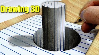 3D Trick Art on Line Paper Stick in the Hole - DIY At Home