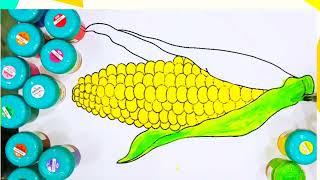 Corn Drawing and Coloring for Kids, Toddlers | Easy Coloring