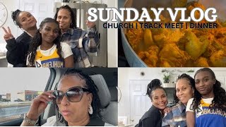 Sunday Vlog || cook Sunday Dinner \u0026 Breakfast with us || Church || Kay’s Track Meet