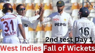 Pakistan vs West Indies Fall of Wickets 2nd Test Day 1 |  Noman Ali's Hat-Trick | Usman Ranjha