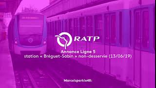 [Transports] Annonce RATP, ligne 5 - \