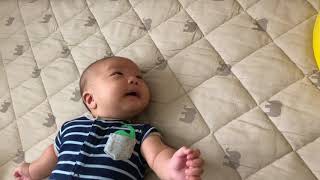 【生後3ヶ月】自分の手に気付く赤ちゃん 3months baby noticing hands?