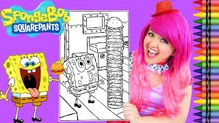Coloring SpongeBob Squarepants Krabby Patty GIANT Coloring Page Crayola Crayons | KiMMi THE CLOWN