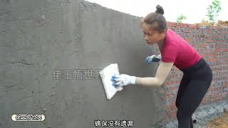 女人用1个月的时间完成小院泳池建造，施工工艺简单效果还挺不错