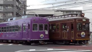 【京福電鉄 嵐電】モボ621形＋モボ101形     モボ21形＋モボ611形