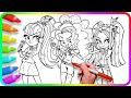 Coloring Pages EQUESTRIA GIRLS - Dazzlings Song / How to color My Little Pony. Easy Drawing Tutorial