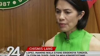 Lopez, inaming tsismis lang ang umano'y suhol para harangin ang kompirmasyon niya