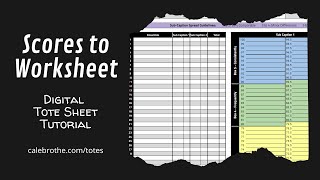 Scores to Worksheet Tote Sheet Tutorial