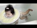 생후 4개월 지난 귀엽고 사랑스러운 조카의 개구리 수영 breaststroke cute baby niece lovely cute baby swimming 4개월아기