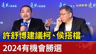 許舒博建議 2024柯、侯搭檔有機會勝選