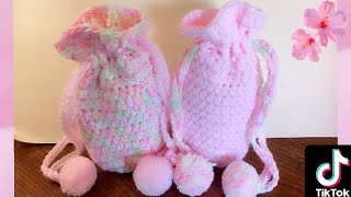 #tejer #eastercrochet How To Crochet Drawstring Pom Pom Bag/Crochet Easter Bag/Beginner