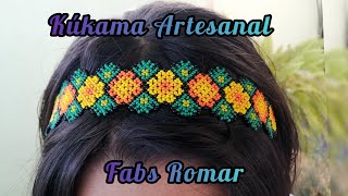 Diadema de chaquira en flores amarillas y naranjas 🏵️🍃🌼🍃