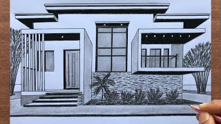 How to Draw a House in 1 Point Perspective