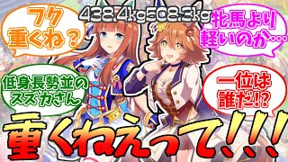 ウマ娘のモデルになった競争馬の馬体重ランキングに対するみんなの反応集【ウマ娘プリティーダービー】