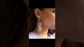 cute cat say Meow 😻 🚀 Crazy Trend! Live Kitten Earring! 😱🐱