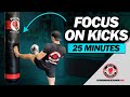 Kickboxing workout on the heavybag or punching bag | Focus on Kicks