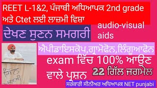 ਪੰਜਾਬੀ ਭਾਸ਼ਾ ਵਿੱਚ ਦੇਖਣ ਸੁਣਨ ਸਮਗਰੀ ਪੰਜਾਬੀ ਅਧਿਆਪਕ ਬਣਨ ਲਈ ਜਰੂਰੀ ਵਿਸ਼ਾ audio-visual aids