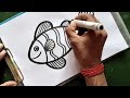 how to draw a beautiful fish for kids kids drawing easy drawing of fish with colour