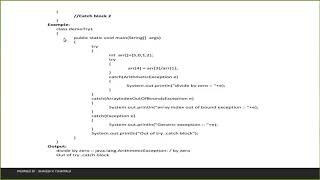 Try Catch block , Nested Try block , Java , Multiple Catch block , Exception Handling