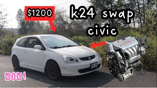 Cheap k24 swap civic build | $1200 Kswap civic