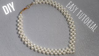 آموزش ساده ترین گردنبند  مرواریدی How to make Pearl necklace,super easy tutorial ,DIY