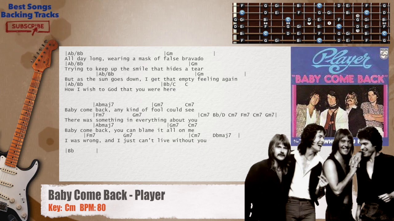 🎸 Baby Come Back - Player Guitar Backing Track With Chords And Lyrics ...